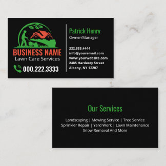 Carte De Visite Green Orange Lawn Care Landscaping Services
