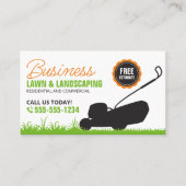Carte De Visite Green Orange Lawn Landscaping Service de soins de  (Devant)