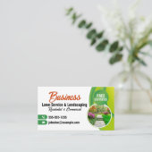 Carte De Visite Green Orange Lawn Service & Landscaping (Debout devant)