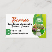 Carte De Visite Green Orange Lawn Service & Landscaping (Devant)