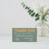Carte De Visite Green orange script photo logo commander merci (Debout devant)