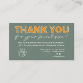 Carte De Visite Green orange script photo logo commander merci (Devant)