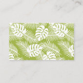Carte De Visite Green Palm Feuille Rainforest Mariage Website (Dos)