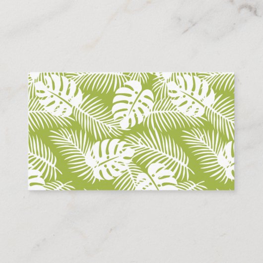 Carte De Visite Green Palm Feuille Rainforest Mariage Website (Dos)