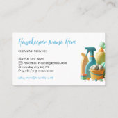 Carte De Visite Green Pastel Cartoon homme Nettoyage (Dos)