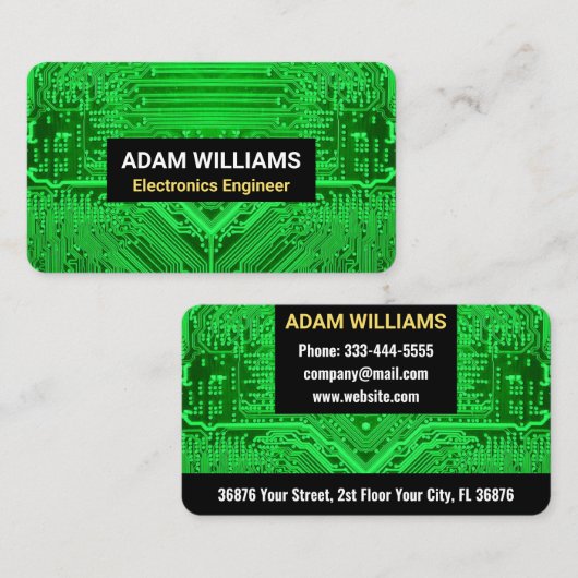 Carte De Visite Green PCB Circuit Board (ingénieur électronique) (Devant / Derrière)