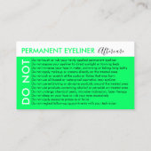 Carte De Visite Green Permanent Eyeliner évite les conseils après- (Dos)