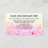 Carte De Visite Green Pet Sitter Walker chien fleurs de garde (Dos)