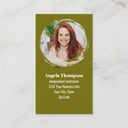 Carte De Visite Green Photo QR Code Connect with Me Business (Devant)