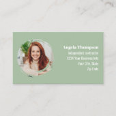 Carte De Visite Green Photo QR Code Social Media (Devant)