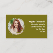 Carte De Visite Green Photo QR Code Social Media (Devant)