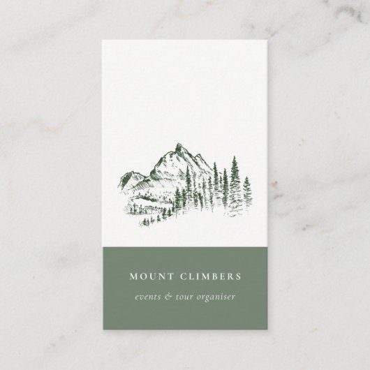 Carte De Visite Green Pine Woods Mountain Sketch Escalade Camping (Devant)