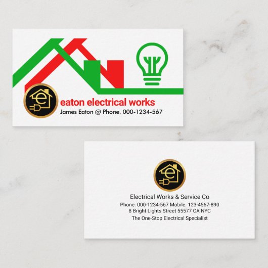 Carte De Visite Green Red Home Fer Frame Electrame (Devant / Derrière)