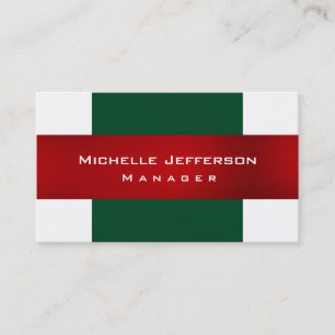 Carte de visite Green Red White Plain Manager