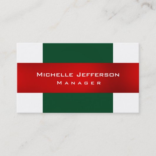 Carte de visite Green Red White Plain Manager (Devant)