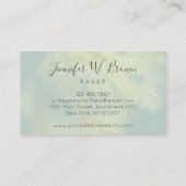 Carte De Visite Green Rustique Mariage Gâteau boulangerie pâtisser (Dos)