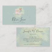 Carte De Visite Green Rustique Mariage Gâteau boulangerie pâtisser (Devant / Derrière)