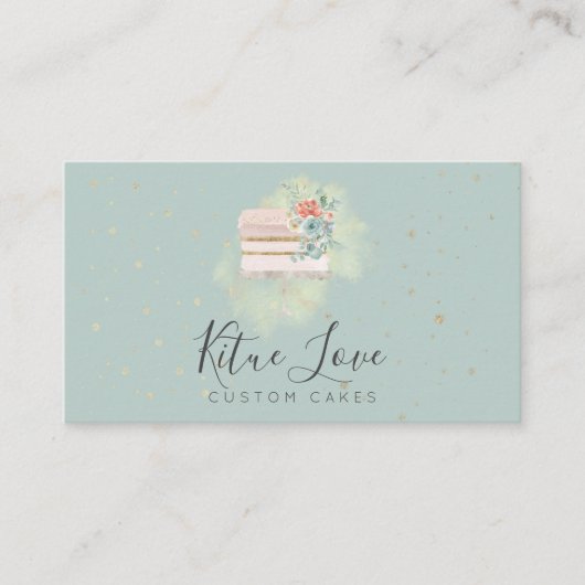 Carte De Visite Green Rustique Mariage Gâteau boulangerie pâtisser (Devant)