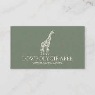 Carte De Visite Green Sage Cream Animal Lowpoly Giraffe