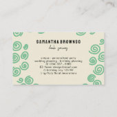 Carte De Visite Green Sheep Nouvel Enfant Né Doula (Dos)
