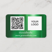 Carte De Visite Green Social media QR Code Professionnel Metallic (Devant)