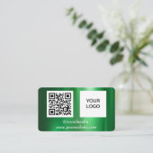 Carte De Visite Green Social media QR Code Professionnel Metallic (Debout devant)