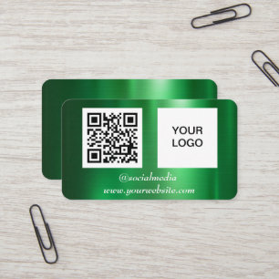 Carte De Visite Green Social media QR Code Professionnel Metallic