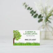 Carte De Visite Green Tree Grass Lawn Care Services (Debout devant)