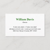 Carte De Visite Green Tree Grass Lawn Care Services (Dos)