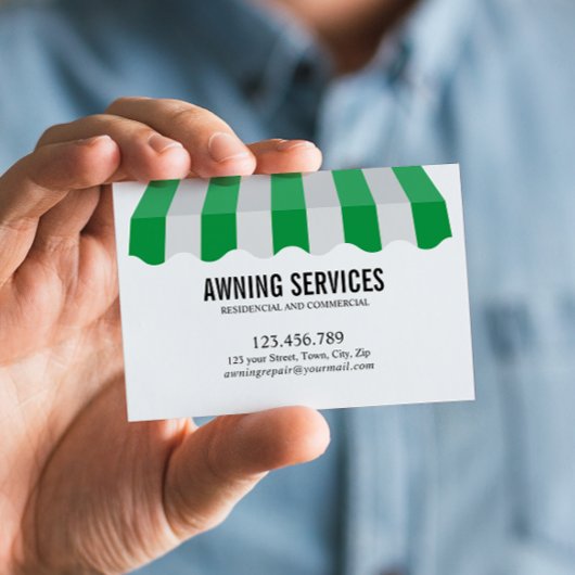 Carte De Visite Green White Awning Services Nettoyage Professionne