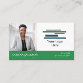 Carte De Visite Green White Your Photo & Logo Professionnel (Devant)