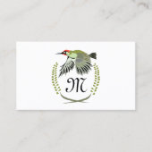 Carte De Visite Green woodpecker à Flight monogram (Devant)