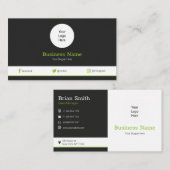 Carte De Visite Green Your Logo Modern Social Media Profile (Devant / Derrière)