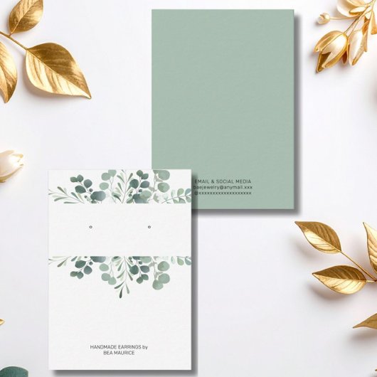 Carte De Visite Greenery Earring Display Holder Card