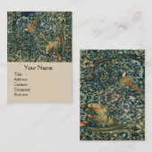 Carte De Visite GREENERY, FOREST ANIMALS Pheasant, Fox, Green Flor (Devant / Derrière)