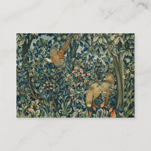 Carte De Visite GREENERY, FOREST ANIMALS Pheasant, Fox, Green Flor (Dos)