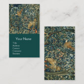 Carte De Visite GREENERY, FOREST ANIMALS Pheasant, Fox, Green Flor (Devant / Derrière)