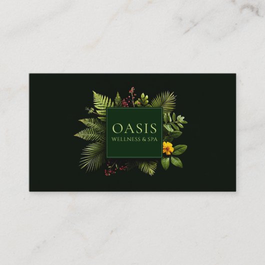 Carte De Visite Greenery Yellow Flower Red Berry Black Botanical (Devant)