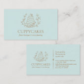 Carte De Visite GreenFloral Cupcake Baker boulangerie Chef cuisine (Devant / Derrière)