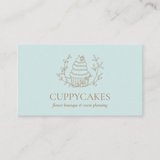 Carte De Visite GreenFloral Cupcake Baker boulangerie Chef cuisine (Devant)