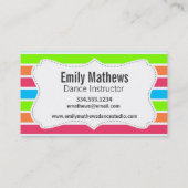 Carte De Visite Grenouille; Bleu vert rose néon (Dos)