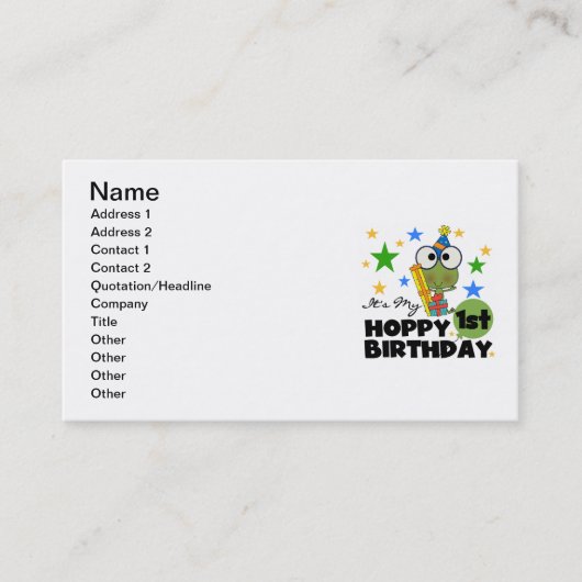 Carte De Visite Grenouille Hoppy 1er Anniversaire T-shirts et cade (Devant)