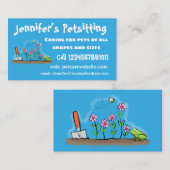 Carte De Visite Grenouille mignonne et abeille dans le jardin dess (Devant / Derrière)