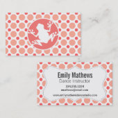 Carte De Visite Grenouille ; Pois rose et de corail (Devant / Derrière)