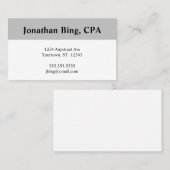 Carte De Visite Grey and White Comptable Finance (Devant / Derrière)