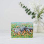 Carte De Visite Grey Cat Double face ACEO (Debout devant)
