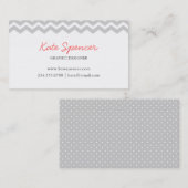 Carte De Visite Grey Chevron et Polka Dot (Devant / Derrière)