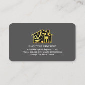 Carte De Visite Grey Grunge Wall Gold Handyman Tools (Dos)