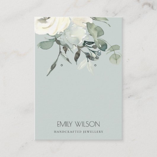 Carte De Visite Grey Ivory White Floral Bunch Earring Display (Devant)