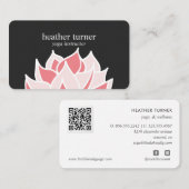 Carte De Visite Grey Lotus QR CODE wellness massage spa yoga (Devant / Derrière)
